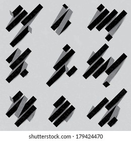 Collection of the empty black-gray ribbons on the gray background