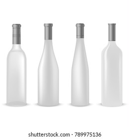 Collection Of Empty Clear Bottles Of Wine Template