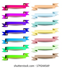 Collection of the empty color ribbons with branches