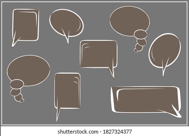 Collection of empty comic speech bubbles. Transparent. Speech. Hand drawing. Simple and beautiful. Retro cartoon stickers. Pop art style. Vector illustration.