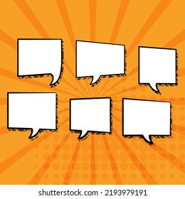 Collection of empty comic speech bubbles Retro cartoon stickers. Pop art style. Vector format
