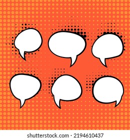 Collection of empty comic speech bubbles Retro cartoon stickers. Pop art style. Vector illustration