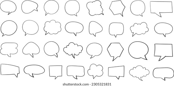 Collection of empty comic speech bubbles with halftone shadows. Hand drawn retro cartoon stickers. Pop art style. Vector illustration.