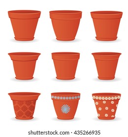 collection of empty flowerpots for your design