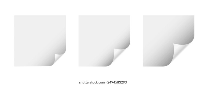 collection of empty page curl label template vector