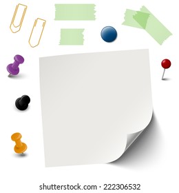 collection of empty paper with office accessories vector