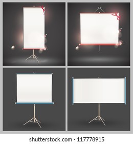 Collection of empty projector screens. Isolated vector design.