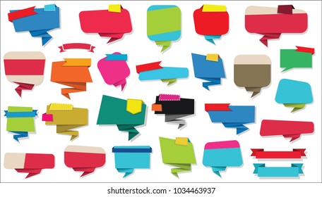Collection of empty ribbons stickers and tags template