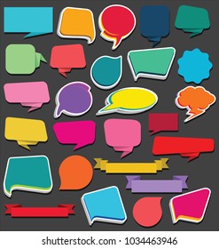 Collection of empty ribbons stickers and tags template