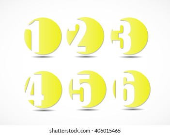 Collection of empty rounded stickers on white background. Vector illustration.