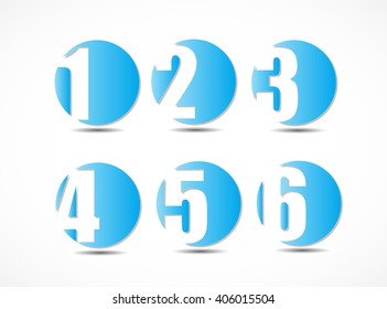 Collection of empty rounded stickers on white background. Vector illustration.