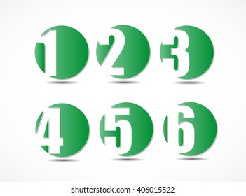Collection of empty rounded stickers on white background. Vector illustration.