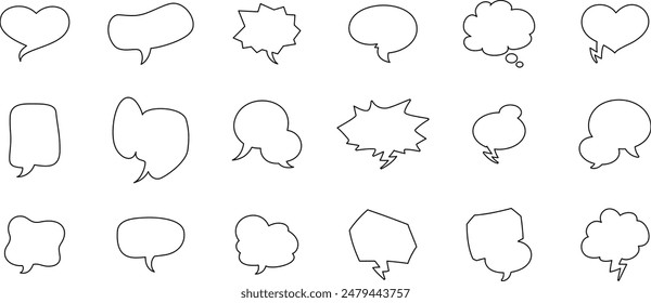 Collection of empty speech bubbles. Comic speech bubble. Retro empty comic bubble. Vector illustration