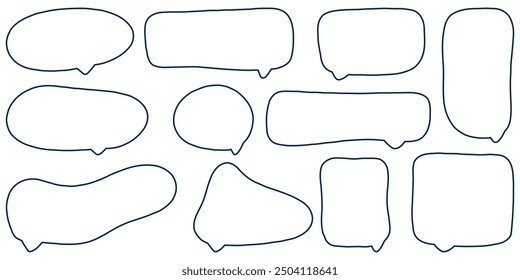 Colección de burbujas de palabras vacías sobre fondo transparente en estilo doodle. Información sobre herramientas de cómic para texto. Burbuja cómica vacía retro. Ilustración vectorial