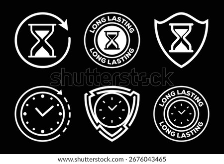 Collection of Enduring Time Icons Depicting Longevity Persistence and Reliable Performance Illustrations
