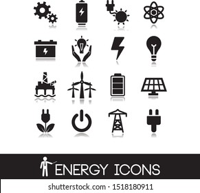 Collection of energy icons. Vector illustration.