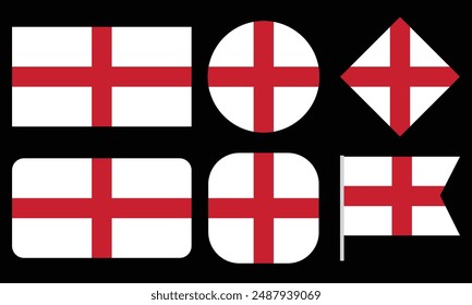Collection of England flag vector isolated on white background