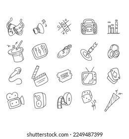 collection of entertainment icon vector