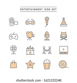 collection of entertainment line icons