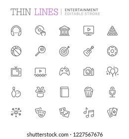 Collection of entertainment related line icons