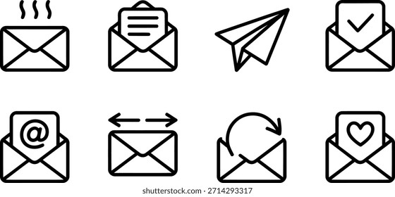 Colección de sobres e íconos de correo electrónico para la comunicación
