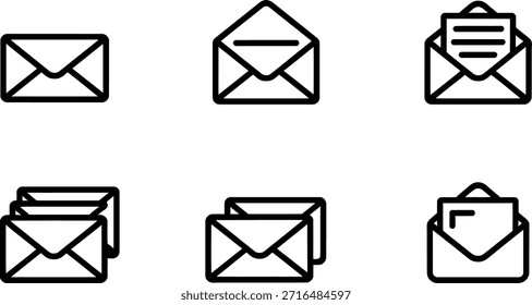Colección de íconos de sobres para mensajería y comunicación
