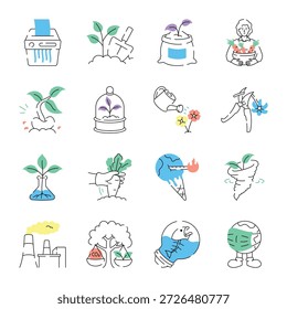 Colección de Ilustraciones de estilo Doodle del ambiente 

