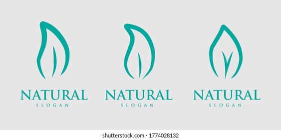 collection of environment logo design templates, with a green leaf icon
