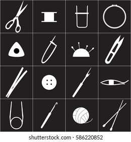 Collection of equipment icons for needlework