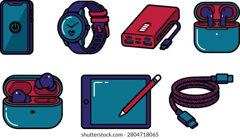 A collection of essential modern electronic gadgets and accessories