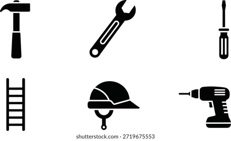 Una colección de herramientas esenciales para proyectos de construcción y reforma del hogar