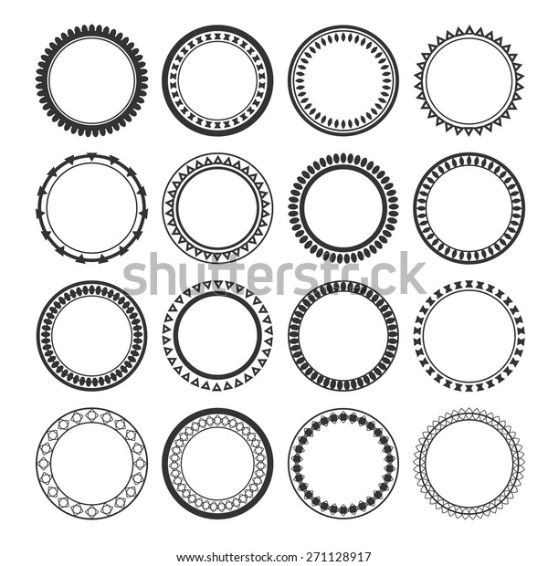 Collection Ethnic Borders Round Frames Isolated Stock Vector (Royalty ...