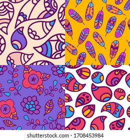collection of ethnic doodle fabric prints