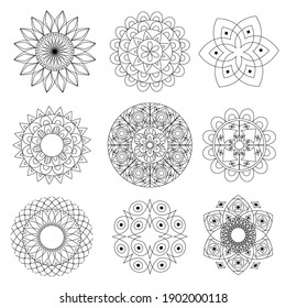 collection of ethnic mandalas for your coloring book