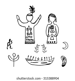 collection ethnic native american indian decorative elements set isolated vector illustration