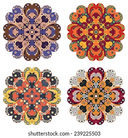 Collection of ethnic round patterns. Elements for design 