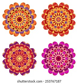 Collection of ethnic round patterns. Elements for design 