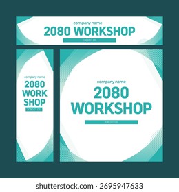 Collection of event banners in blue tones by size