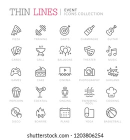 Collection of event related line icons. Vector eps8