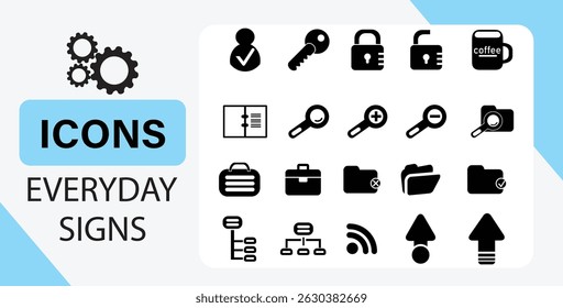Coleção de ícones de sinais diários para web e design de aplicativo