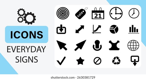 Collection of everyday signs and symbols icons