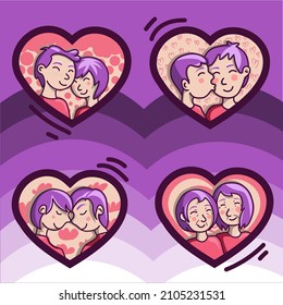 Collection everything is love, couples, purple hearts
