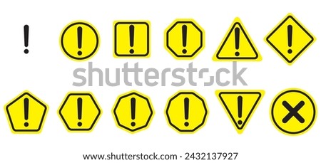 collection of exclamation icons, Hazard warning attention sign with exclamation mark symbol