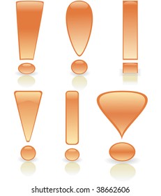 Collection of exclamation marks in gold colour. Vector illustration