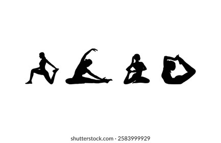 Collection of Exercise Silhouettes for Sports and Fitness Content.