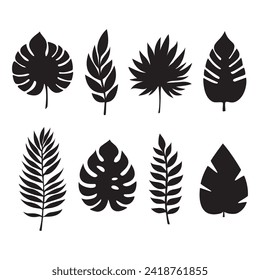 Colección de hojas exóticas. Juego de iconos de hoja. Ilustración del vector