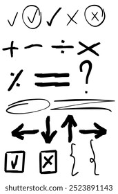 A collection of expressive hand-drawn symbols perfect for adding a personal touch to your designs