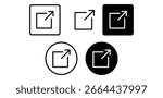 Collection of External Link Icons Black and White Square and Circle Variations Vector Design Simple Line Illustration