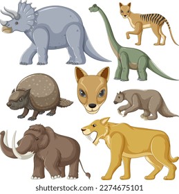 Collection of Extinct Animals illustration