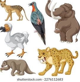 Collection of Extinct Animals illustration